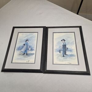 Set of 2 Vera Kirk Amish Batiks & Watercolors Art Prints Signed Numbered Framed